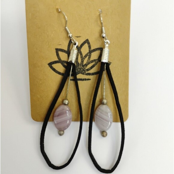 Dangle Earrings Handmade Purple gemstone - Picture 1 of 12